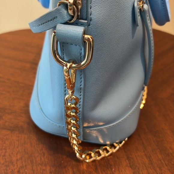 Dooney & Bourke  Satchel  shoulder bag  Saffiano light blue  front zipper pocket - Picture 10 of 15